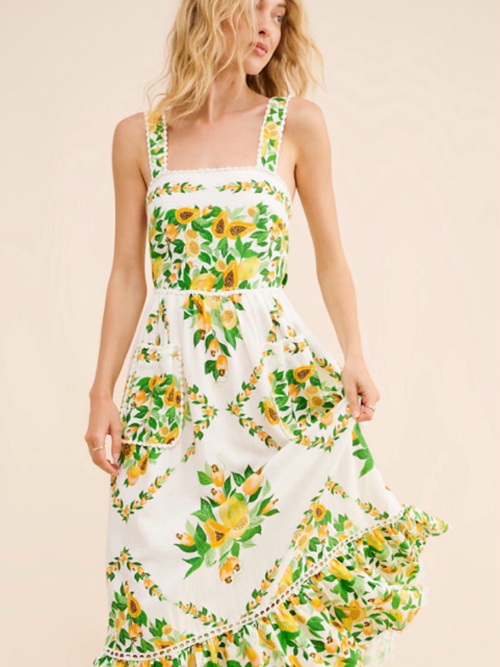 Farm Rio Papaya Salad Scarf Maxi Dress